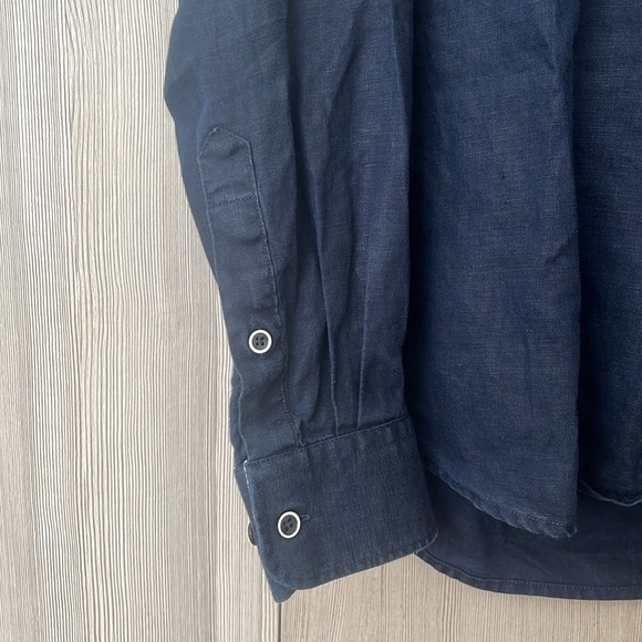 Politix Navy Blue Linen Shirt - Picture 7 of 7